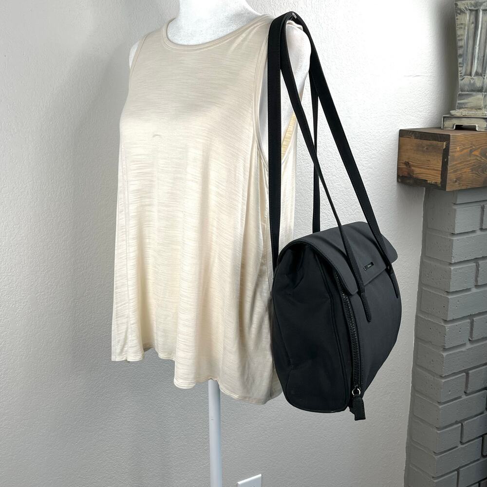 Vintage 90s Enzo Angiolini Black Large Flapover Shoulder Bag Credit Card Storage - Picture 5 of 15